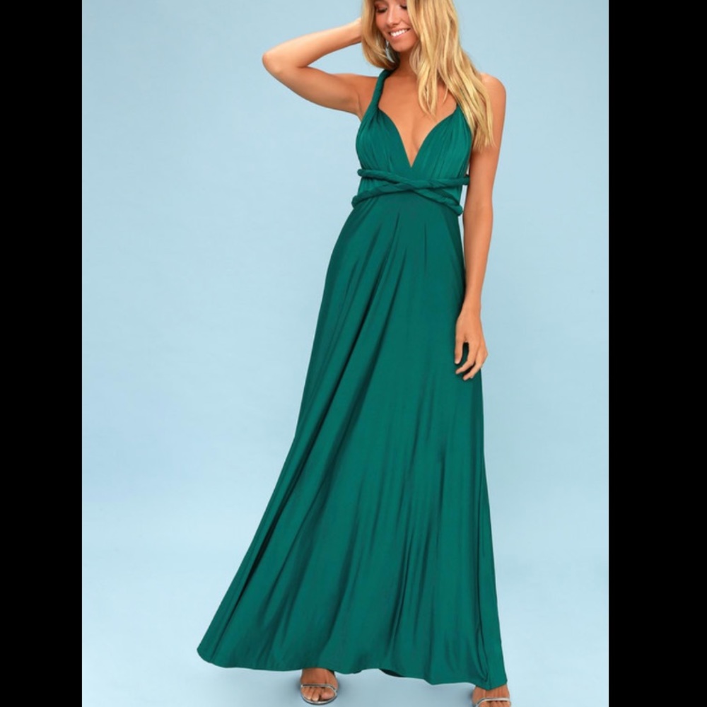 Lulus Convertible Maxi Dress emerald green